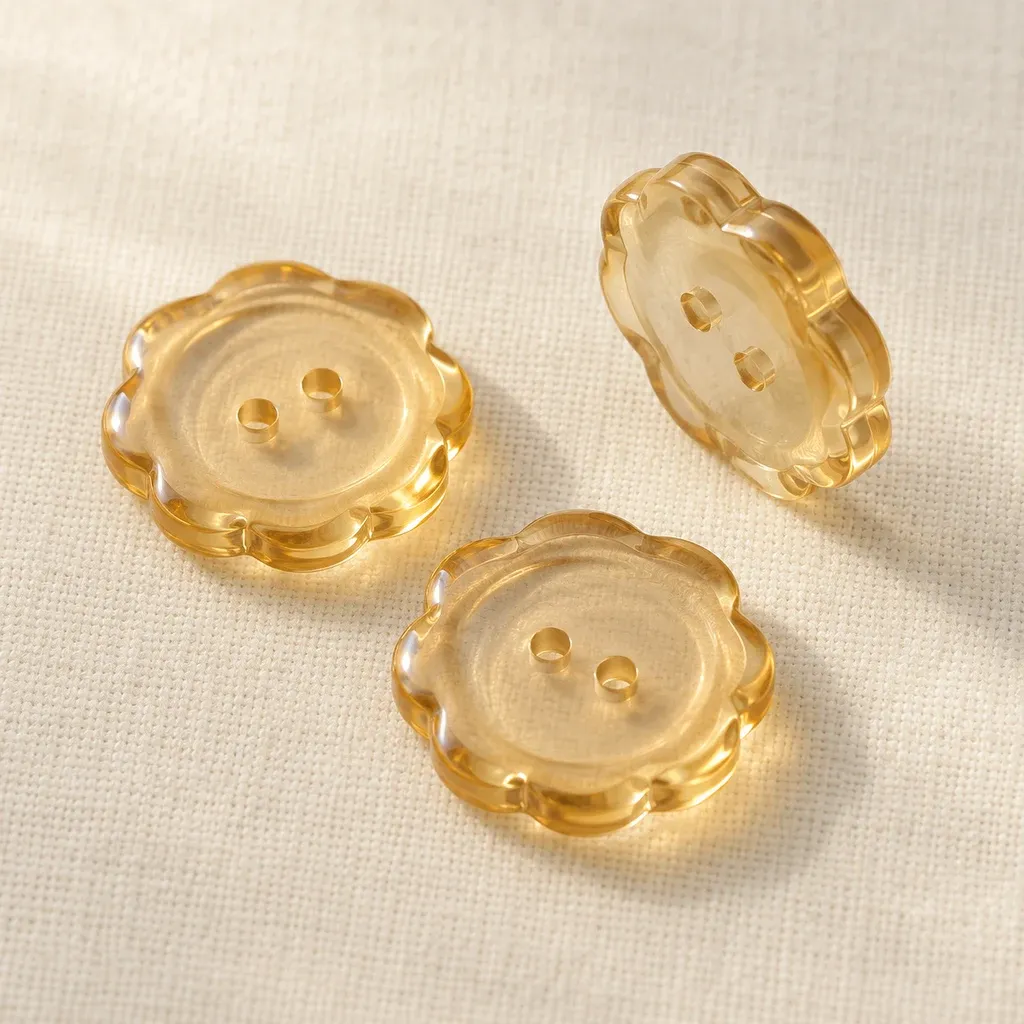 Pale amber transparent scalloped buttons